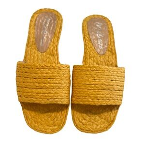 Matisse Hallie Yellow Woven Jute Slide Sandals